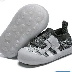 Adidas Baby Walker Shoes Black and White Knit Fabric